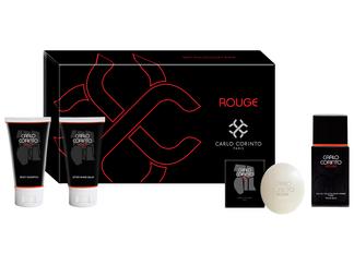 CARLO CORINTO - Carlo Corinto Rouge para hombre / SET - 100 ml Eau De Toilette Spray + Body shampoo 100 ml + After Shave Balm 100 ml + Jabón 150 g