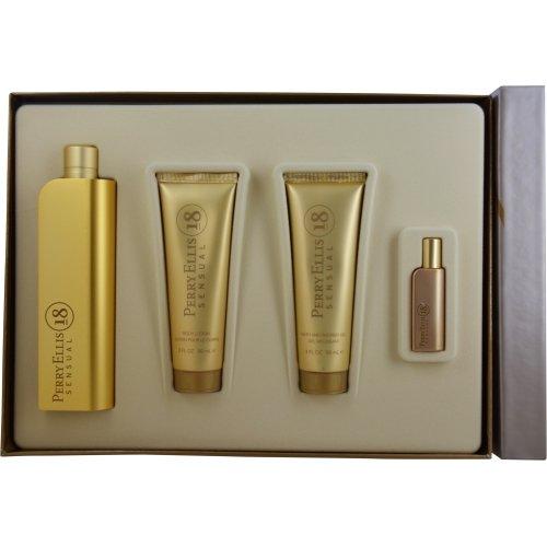 PERRY ELLIS - Perry Ellis 18 Sensual para mujer / SET - 100 ml Eau De Toilette Spray + 90 ml Boby Lotion + 90 ml Shower Gel + 7.5 ml Mini EDP