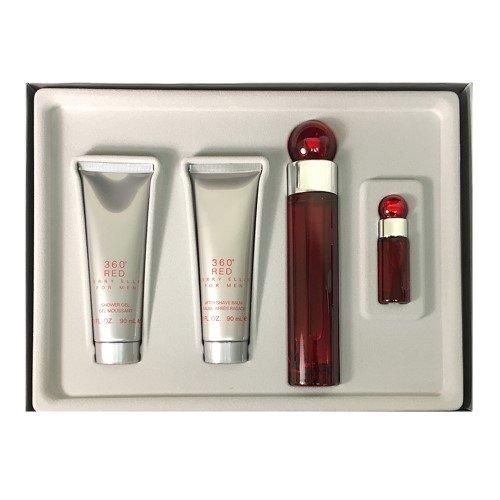 PERRY ELLIS - 360º Red para hombre / SET - 100 ml Eau De Toilette Spray + 90 ml Shower Gel + 90 ml After Shave Balm + 7.5 ml EDT Spray