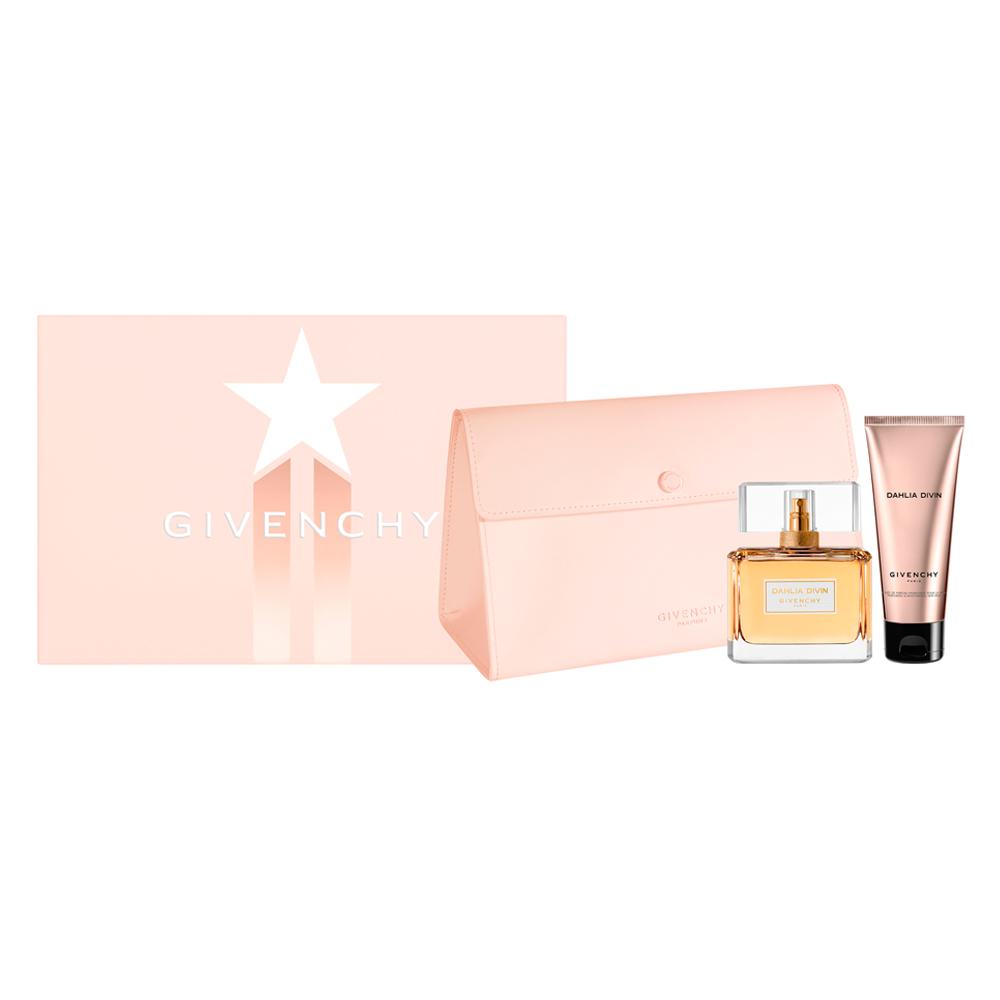 GIVENCHY - Dahlia Divin para mujer / SET - 75 ml Eau De Parfum Spray + 75 ml Body Lotion + Cosmetiquera