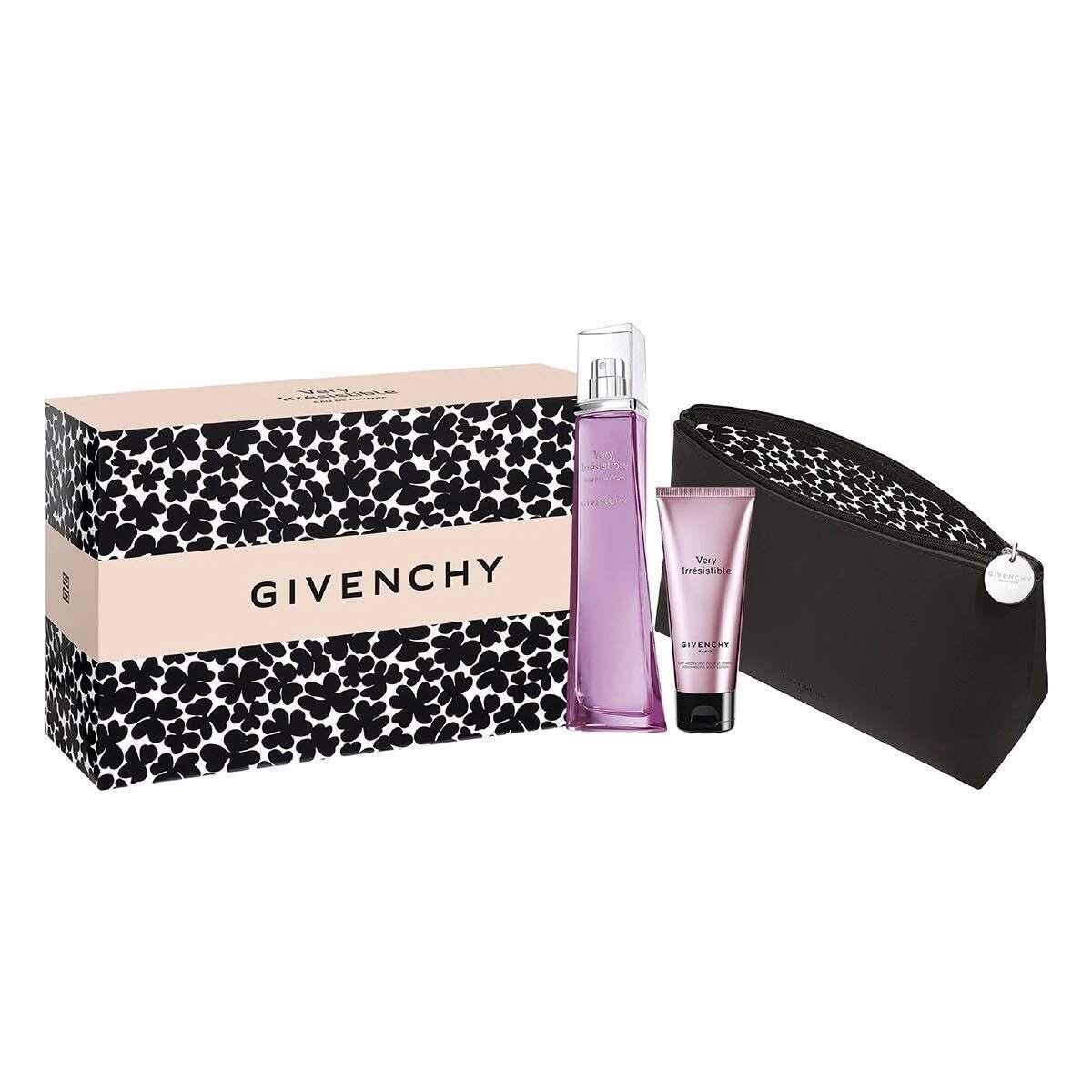 GIVENCHY - Very Irrésistible para mujer / SET - 75 ml Eau De Parfum Spray + 75 ml Body Lotion + Bolsa