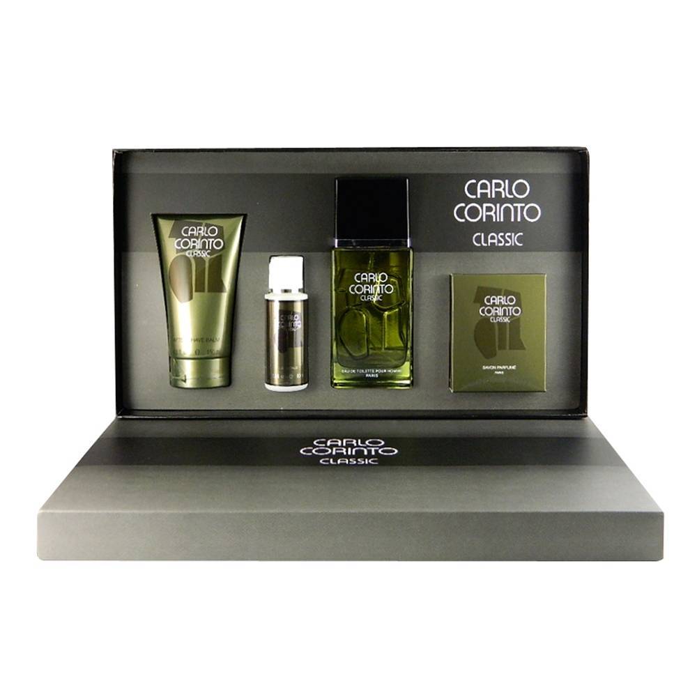 CARLO CORINTO - Carlo Corinto Classic para hombre / SET - 100 ml Eau De Toilette Spray + Shampoo BSHP 100 ml + Crema para afeitar 100 ml + JANSY 15 ml