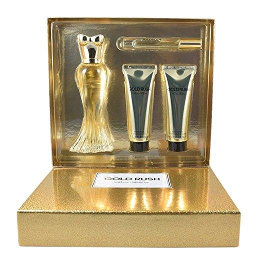 PARIS HILTON - Gold Rush para mujer / SET - 100 ml Eau De Parfum Spray + 90 ml Body Lotion + 90 ml Bath & Shower Gel + 10 ml EDP