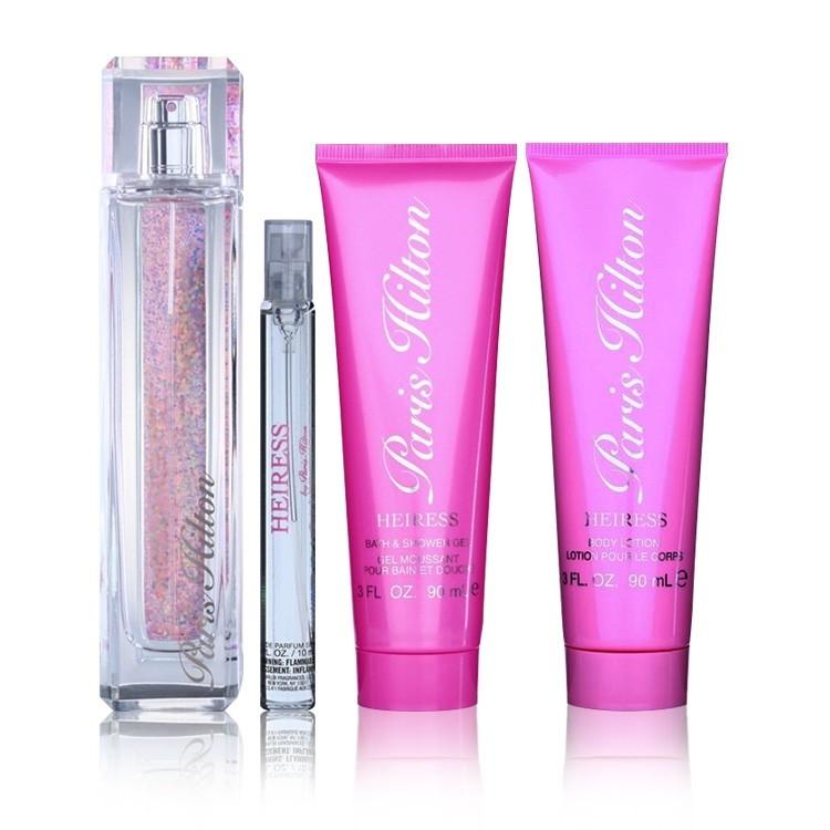 PARIS HILTON - Heiress para mujer / SET - 100 ml Eau De Parfum Spray + 90 ml Body Lotion + 90 ml Shower Gel + Mini Stick