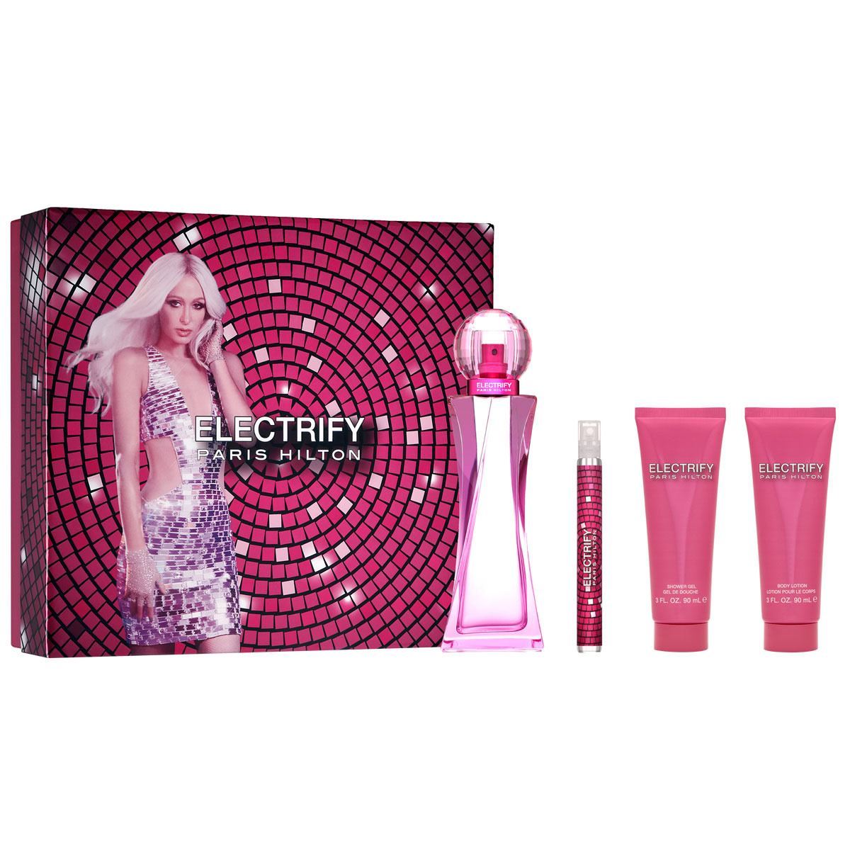 PARIS HILTON - Electrify para mujer / SET - 100 ml Eau De Parfum Spray + 90 ml Body Lotion + 90 ml Shower Gel