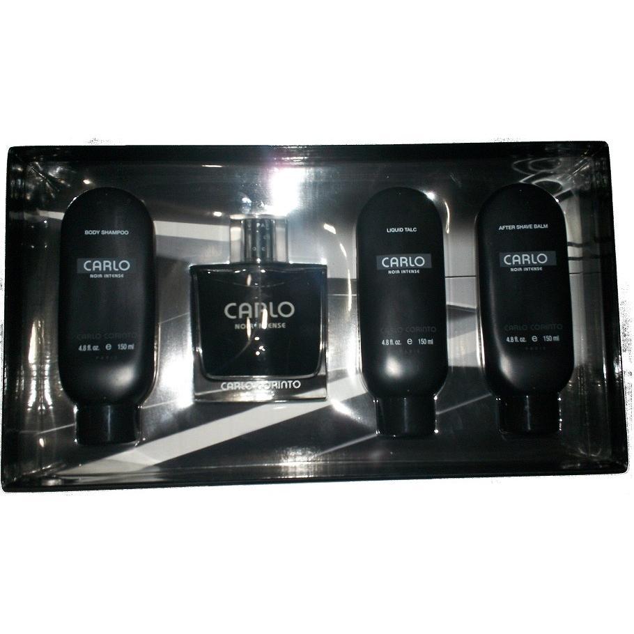 CARLO CORINTO - Carlo Noir Intense para hombre / SET - 100 ml Eau De Toilette Spray + 150 ml After Shave Balm + 150 ml Liquid Talc + 150 ml Body Shampoo