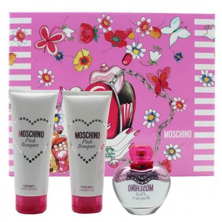 MOSCHINO - Pink Bouquet para mujer / SET - 100 ml Eau De Toilette Spray + 100 ml Shower Gel + 100 ml Body Lotion