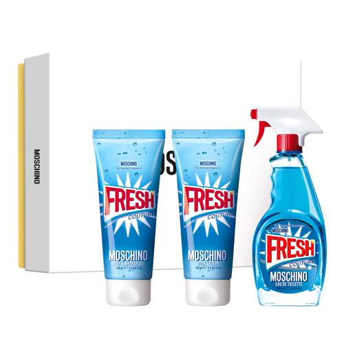 MOSCHINO - Fresh Couture para mujer / SET - 100 ml Eau De Toilette Spray + 100 ml Shower Gel + 100 ml Body Lotion + 10 ml Mini EDT