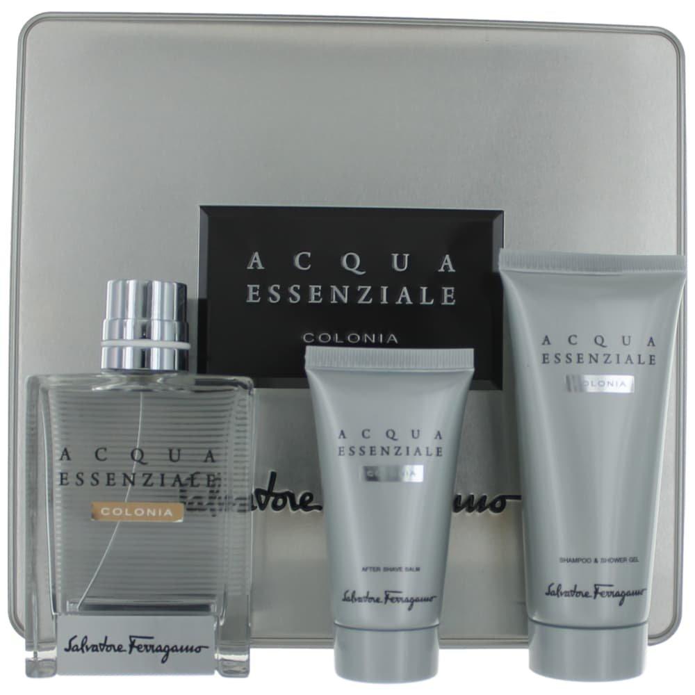 SALVATORE FERRAGAMO - Acqua Essenziale Colonia para hombre / SET - 100 ml Eau De Toilette Spray + 100 ml Gel de baño + 50 After Shave Balm