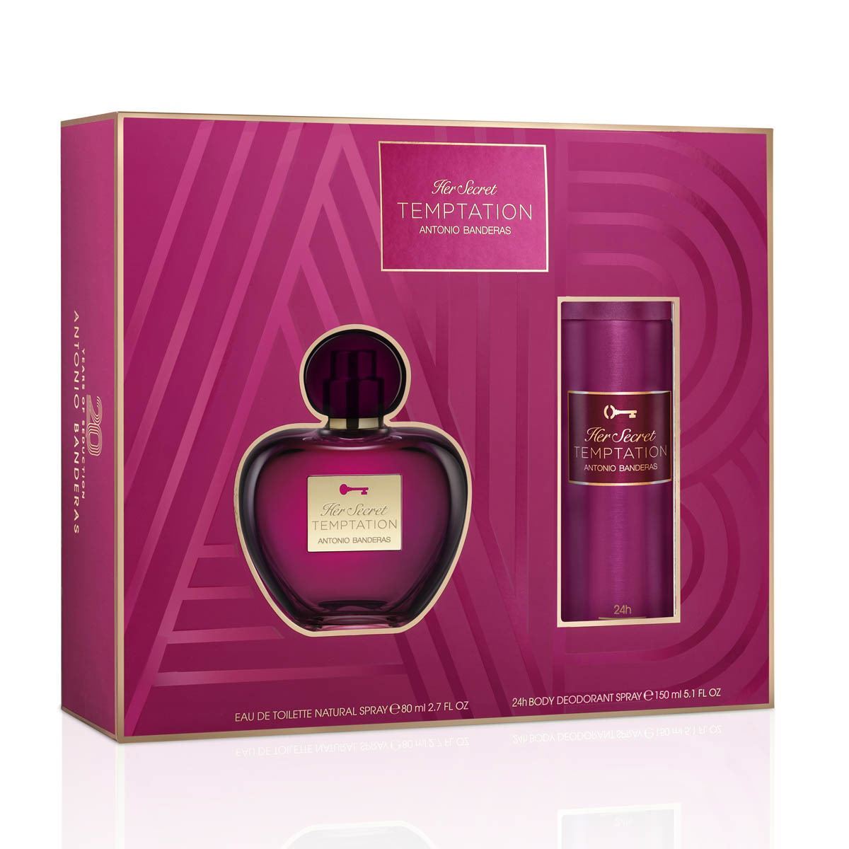 ANTONIO BANDERAS - Her Secret Temptation para mujer / SET - 80 ml Eau De Toilette Spray + 1 Regalo