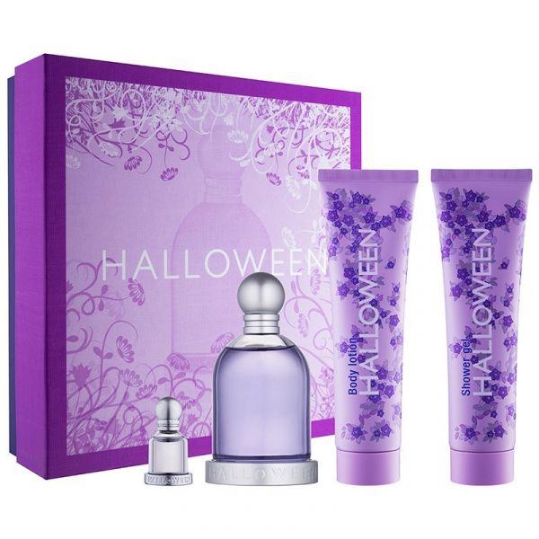 HALLOWEEN - Halloween para mujer / SET - 100 ml Eau de Toilette Spray + 150 ml Gel de Baño + 150 ml Crema Corporal + 4.5 ml mini EDT