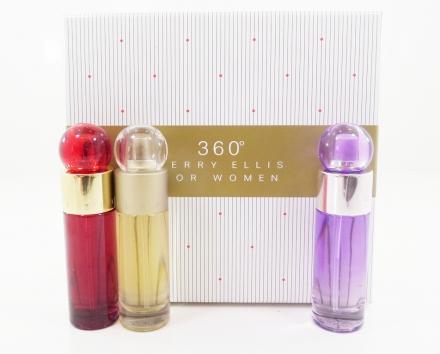 PERRY ELLIS - 360º Trio para mujer / SET -    Eau De Toilette Spray 360º 30 ml Eau De Toilette Spray + 360º Purple 30 ml Eau De Toilette Spray + 360º Red 30 ml Eau De Toilette Spray