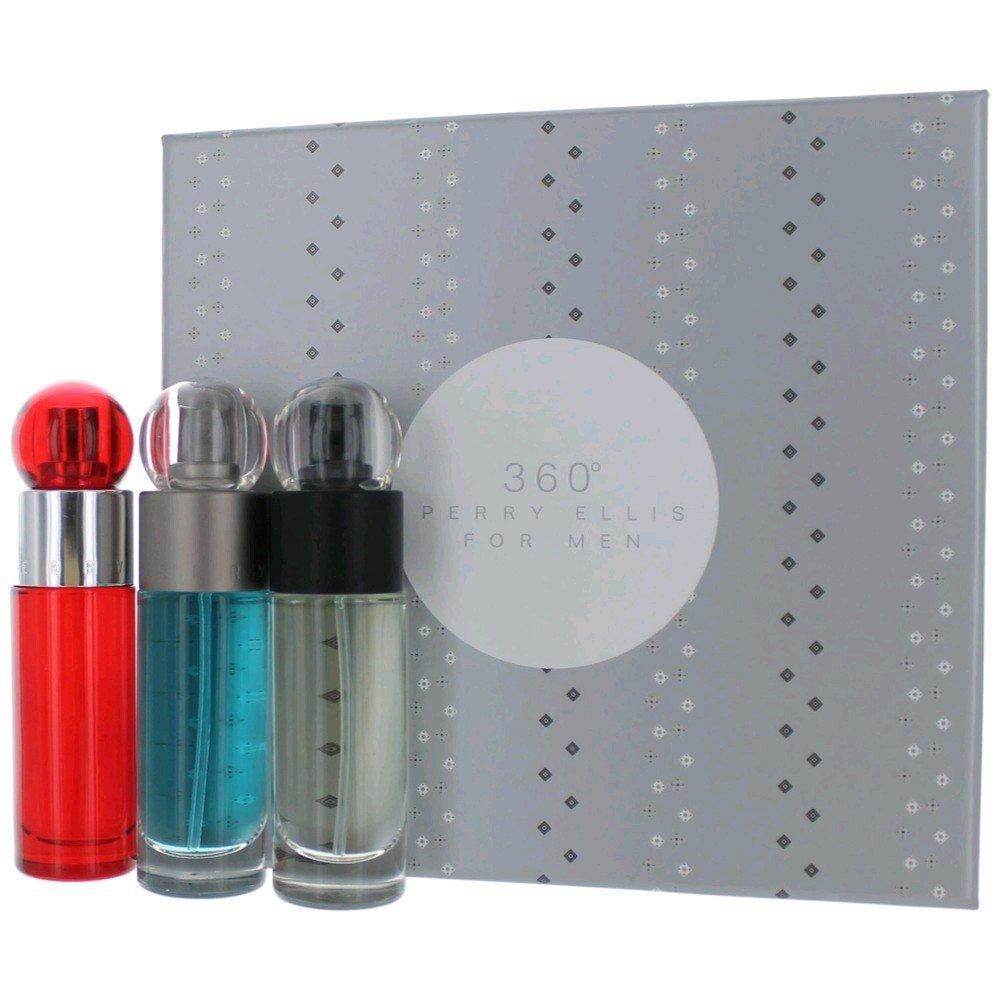 PERRY ELLIS - 360º Trio para hombre / SET -  Eau De Toilette Spray 360º 30 ml Eau De Toilette Spray + 360º Red 30 ml Eau De Toilette Spray + 360º Black 30 ml Eau De Toilette Spray