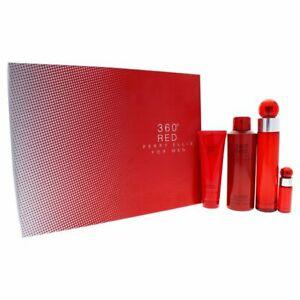 PERRY ELLIS - 360º Red para hombre / SET - 100 ml Eau De Toilette Spray + 90 ml Shower Gel + 200 ml Deo Spray + 7.5 ml mini EDT